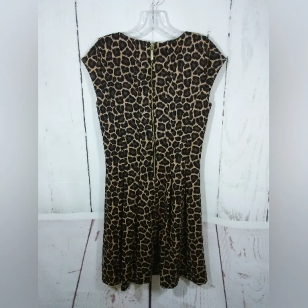 Michael Kors Dress Leopard‎ Animal Print Shift Swing Cap Sleeve Size 4